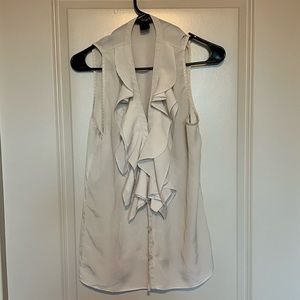 Ann Taylor Sleeveless Button Up Ruffle Blouse